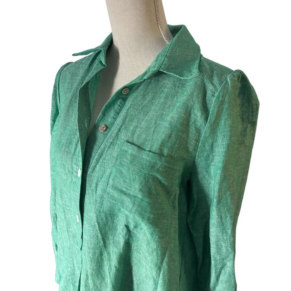 Tuckernuck Callahan Linen Shirt Dress sea green size M medium resort long sleeve - Picture 8 of 13